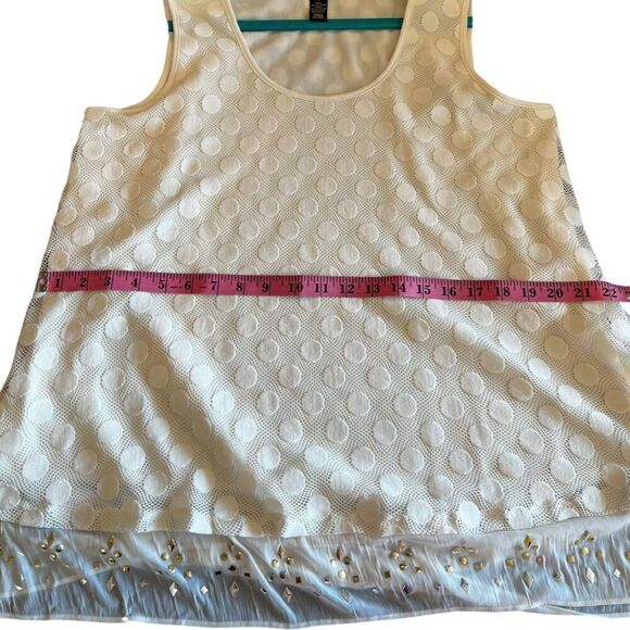Style & Co Cream Lace Polka Dot Tank Top Layered Chiffon Size L - Picture 10 of 11
